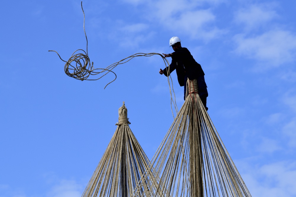 兼六園（雪吊り作業）