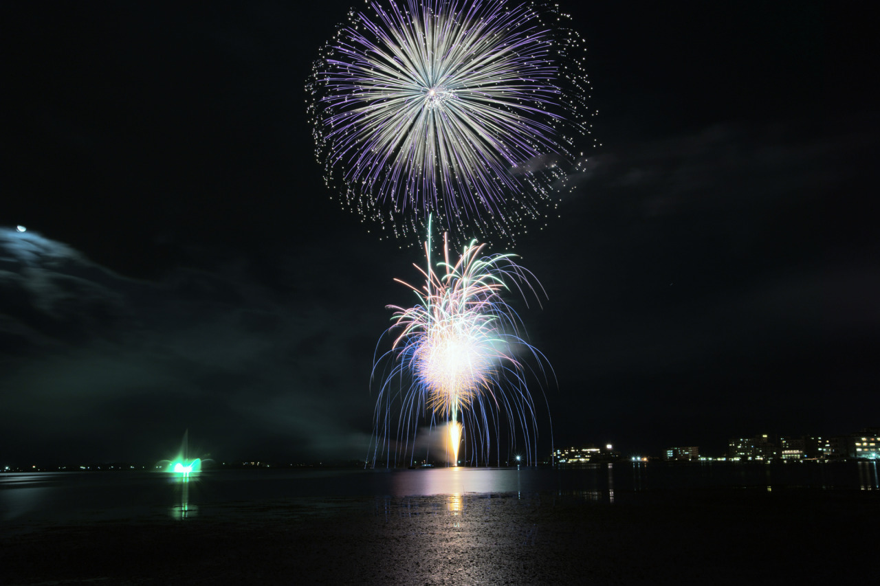 連日連夜、花火が湖面に映える。