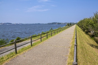 湖の周りを一周できるサイクリングロード。